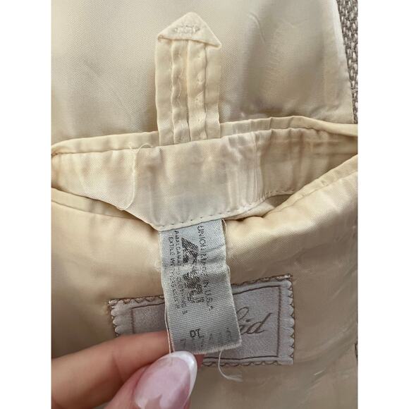 Vintage Mr Sid Silk & Wool Bespoke Suit Jacket Blazer Pale Yellow Beige 40 SG - Picture 9 of 12